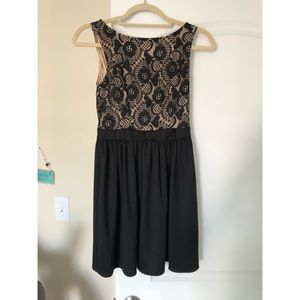 Black and nude lace bodice dress